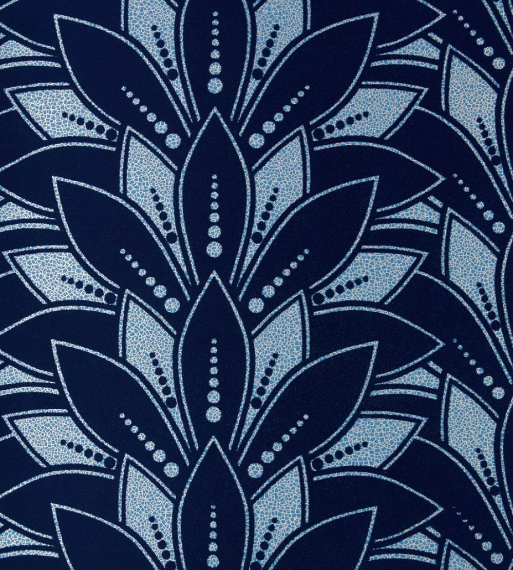 Astoria Flock Wallpaper by 1838 Wallcoverings Midnight