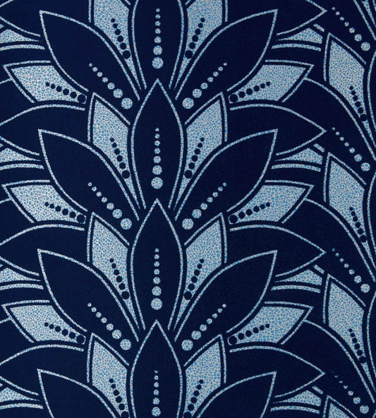 Astoria Flock Wallpaper by 1838 Wallcoverings Midnight