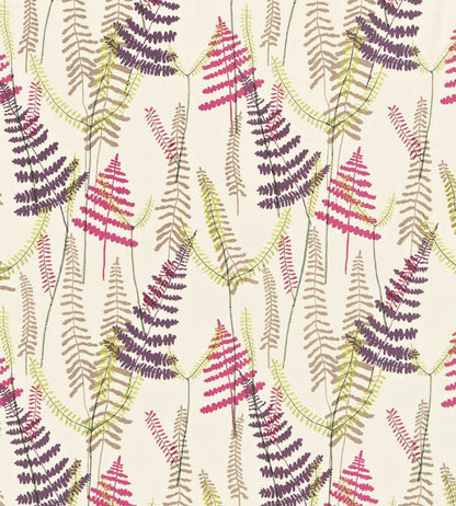 Athyrium Plum / Fuchsia / Linen / Lime fabric by Scion