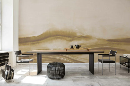 Atmospheric Haze mural by Coordonné in Amber, shown in a styled room