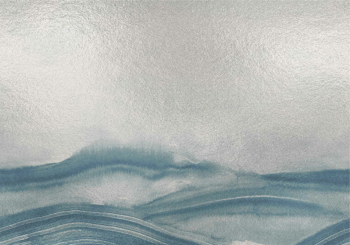Atmospheric Haze mural by Coordonné in Metallics Silver, flat pattern view
