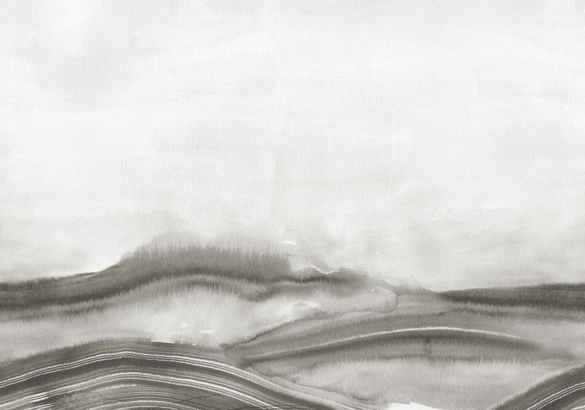 Atmospheric Haze mural by Coordonné in Onyx, flat pattern view