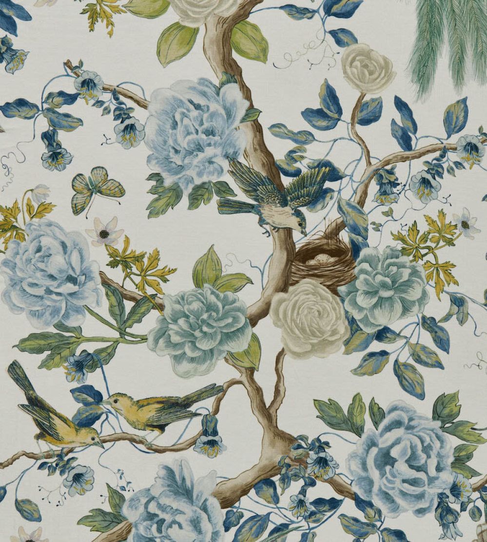 Audubon Garden Fabric by Travers Blue