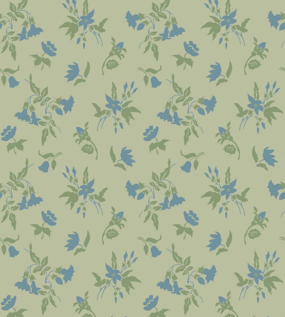 Auguste Wallpaper by Farrow & Ball Yeabridge Green / Stone Blue