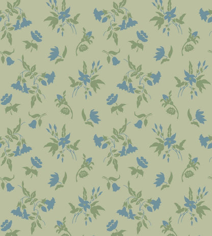 Auguste Wallpaper by Farrow & Ball Yeabridge Green / Stone Blue
