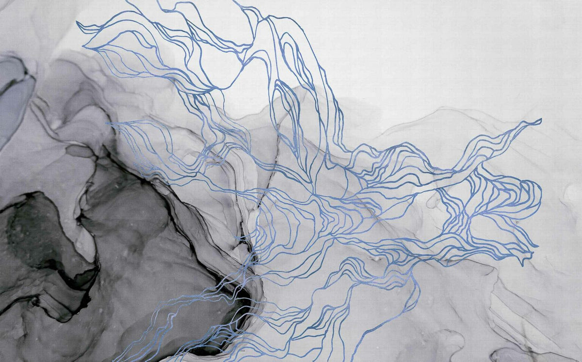 Aurora Borealis mural by Coordonné in Indigo, flat pattern view