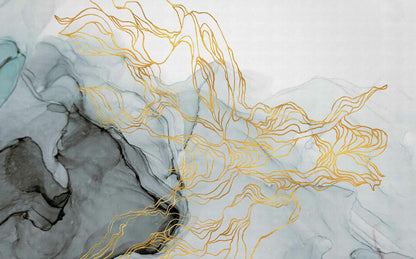 Aurora Borealis mural by Coordonné in Metalic, flat pattern view