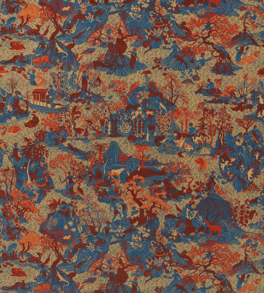 Avalonis Velvet Fabric by Zoffany Como Blue / Koi