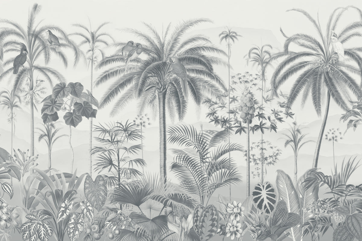 Aviary Tropics Blue mural by Hovia