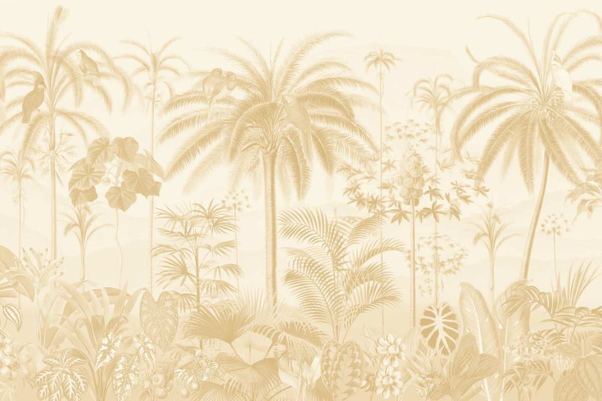 Aviary Tropics Yellow mural by Hovia