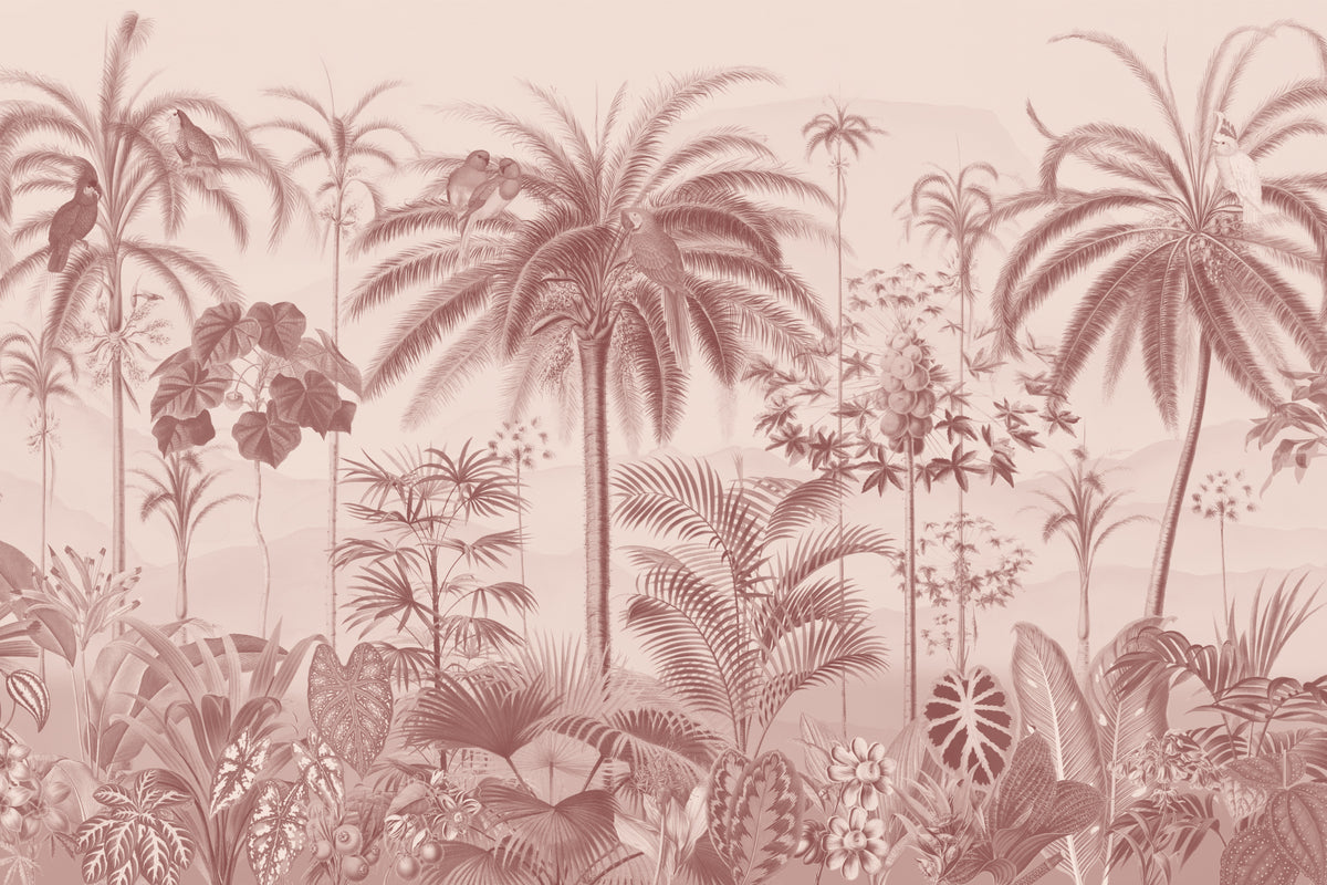 Aviary Tropics Pink mural by Hovia