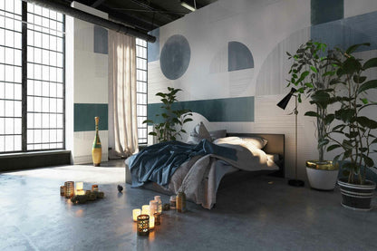 Azulejos mural by Coordonné in Blue, shown in a styled room