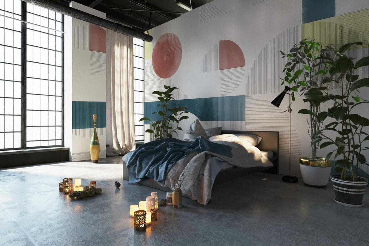 Azulejos mural by Coordonné in Multi, shown in a styled room