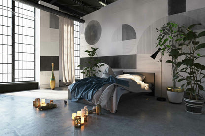 Azulejos mural by Coordonné in Off, shown in a styled room
