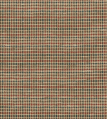Babington Check Fabric by Mulberry Home Teal/Spice