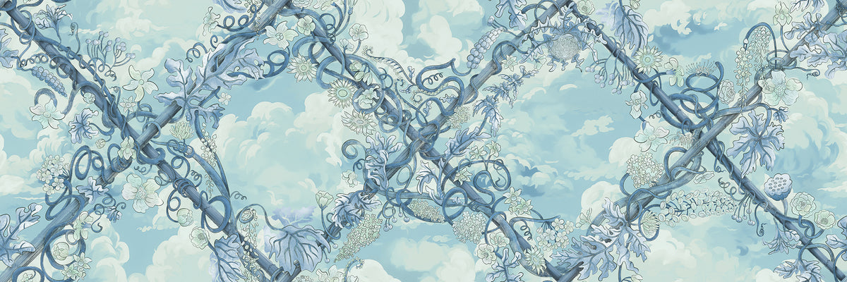 Babylon Sky Blue mural by Rebel Walls