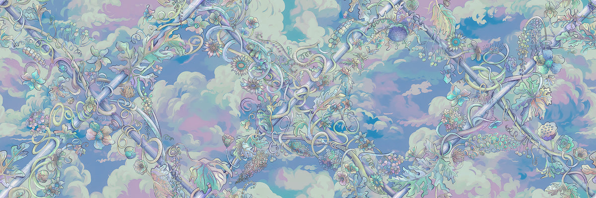 Babylon Sky Lilac mural by Rebel Walls