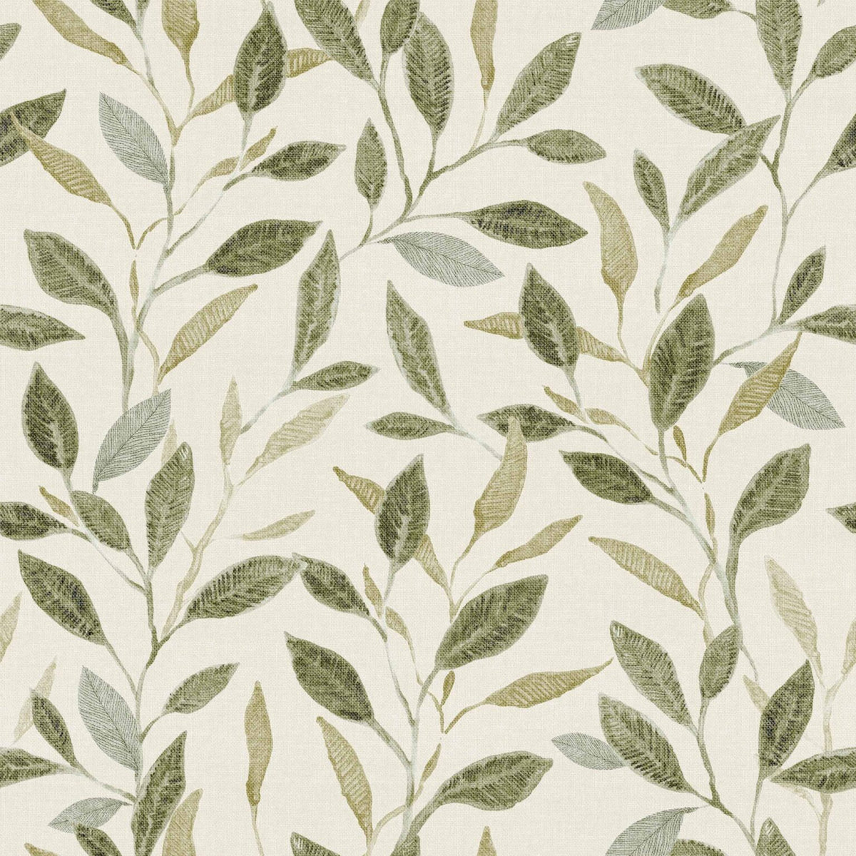 Bagru wallpaper by Coordonné in Moss, flat pattern view