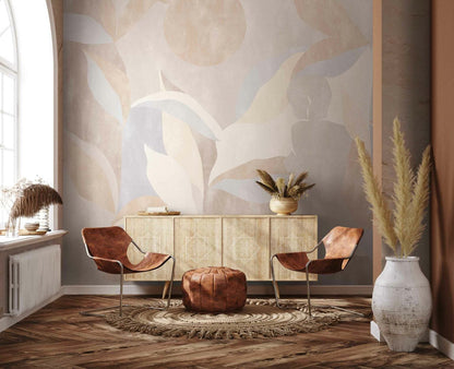 Bahir Dar mural by Coordonné in Beige, shown in a styled room