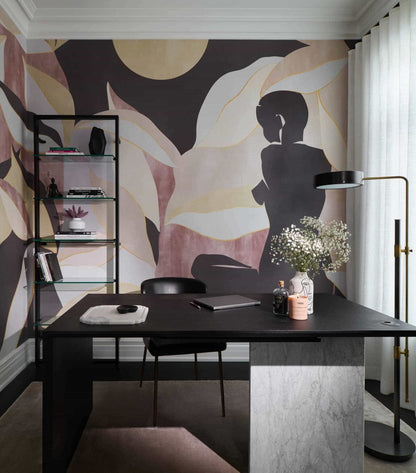 Bahir Dar mural by Coordonné in Choco, shown in a styled room