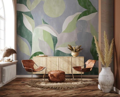 Bahir Dar mural by Coordonné in Jade, shown in a styled room