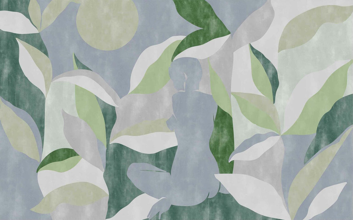 Bahir Dar mural by Coordonné in Jade, flat pattern view