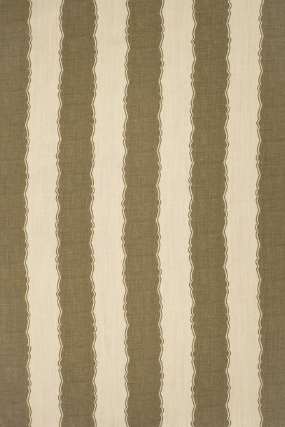 Balcony Stripe Fabric by Jean Monro in Green Olive