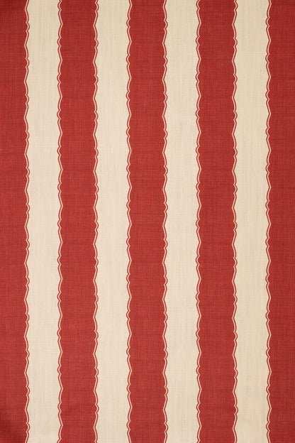 Balcony Stripe Fabric by Jean Monro in Pomegranate Red