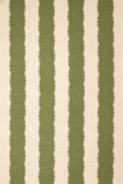Balcony Stripe Indoor-Outdoor Fabric by Jean Monro in New Mown Green