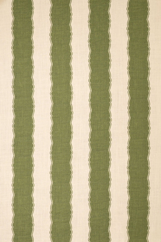 Balcony Stripe Indoor-Outdoor Fabric by Jean Monro in New Mown Green