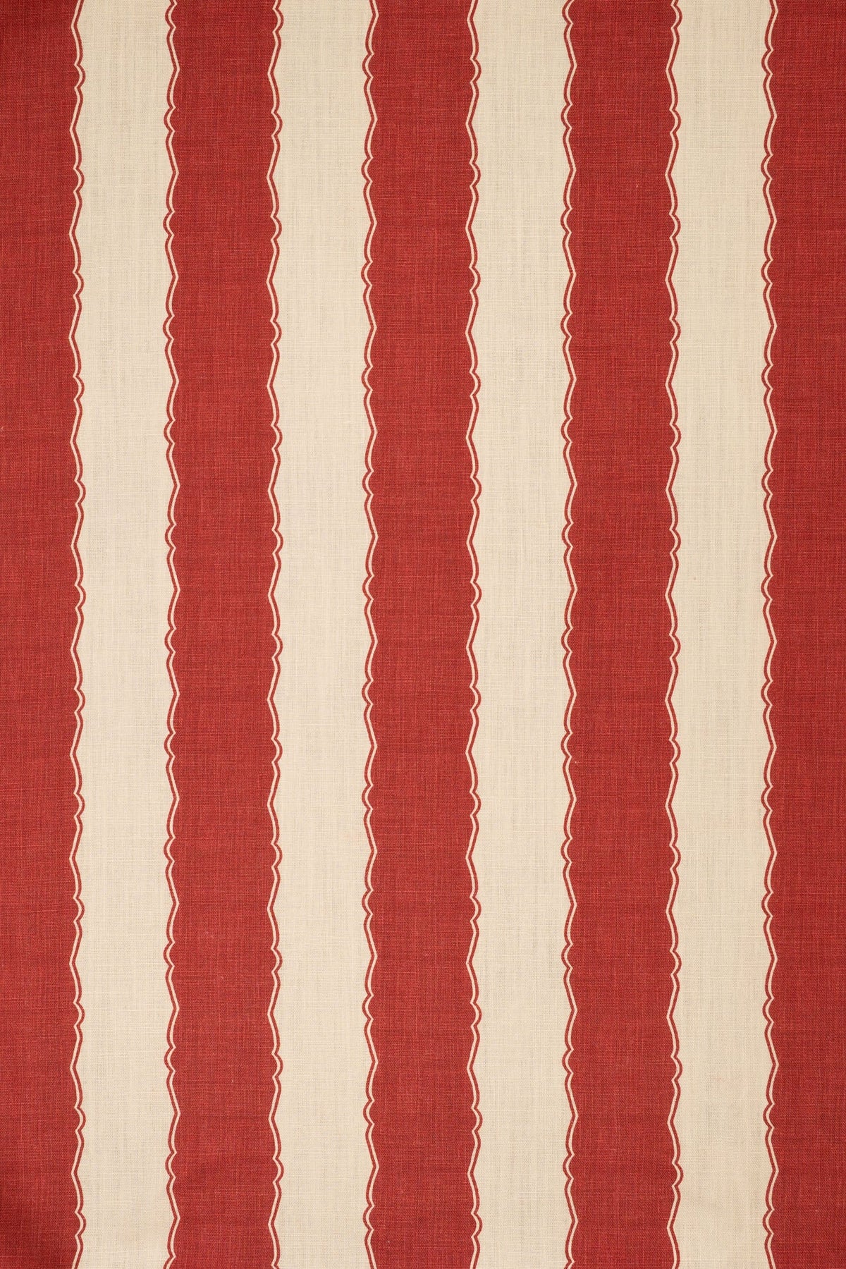 Balcony Stripe Indoor-Outdoor Fabric by Jean Monro in Pomegranate Red