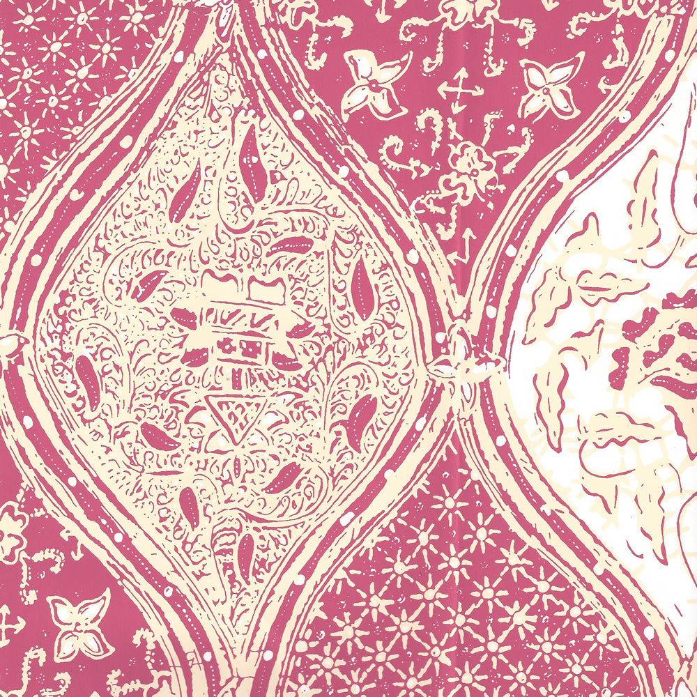 Balinese Batik Magenta Cream on White wallpaper by China Seas