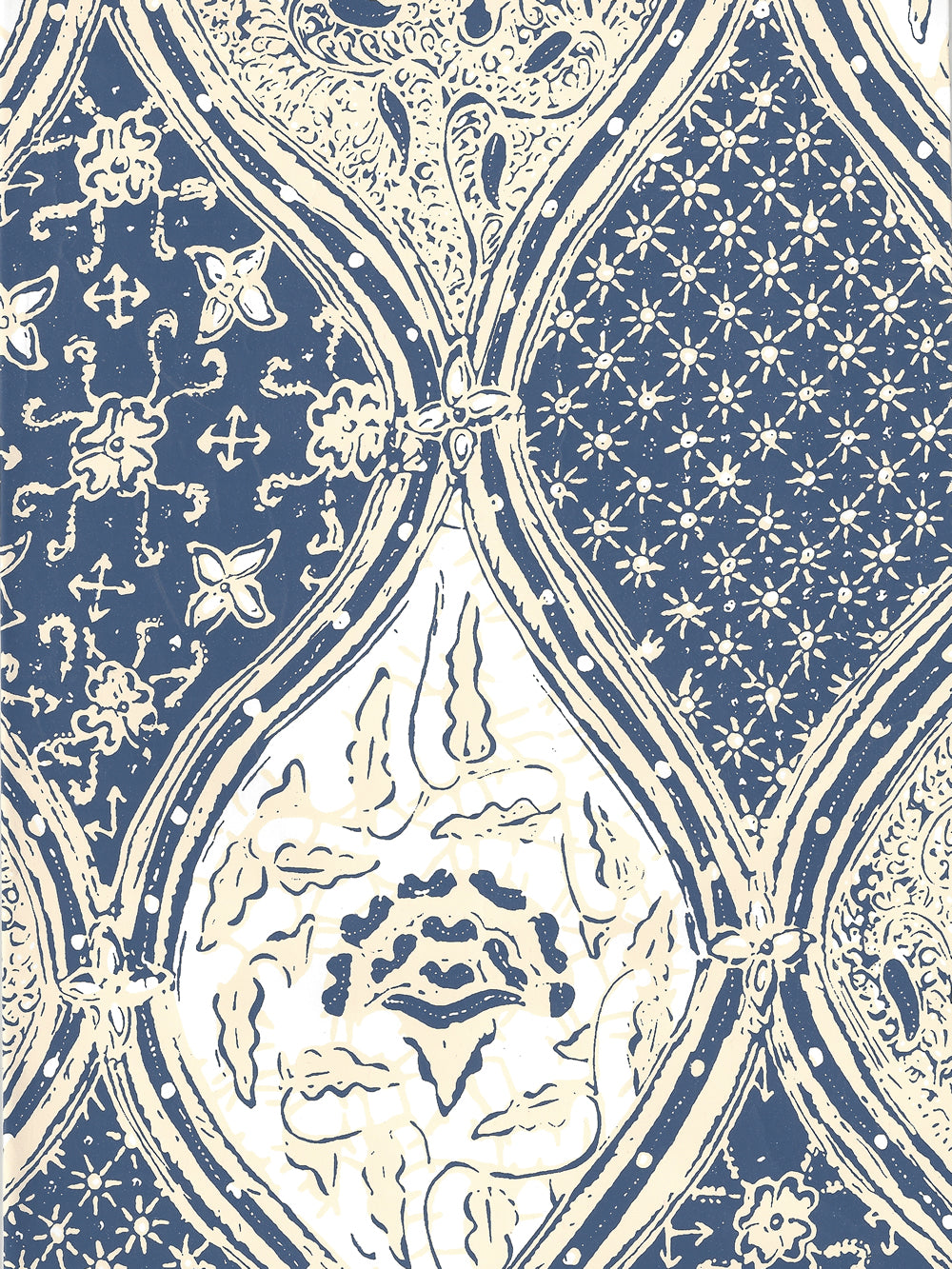 Balinese Batik Navy Cream on White wallpaper by China Seas
