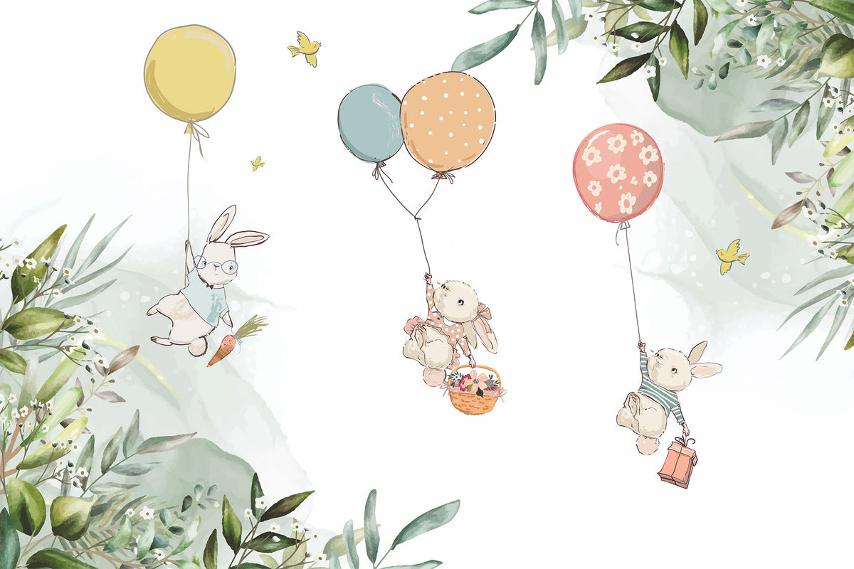Balloon Adventure Pastel mural by Rebel Walls
