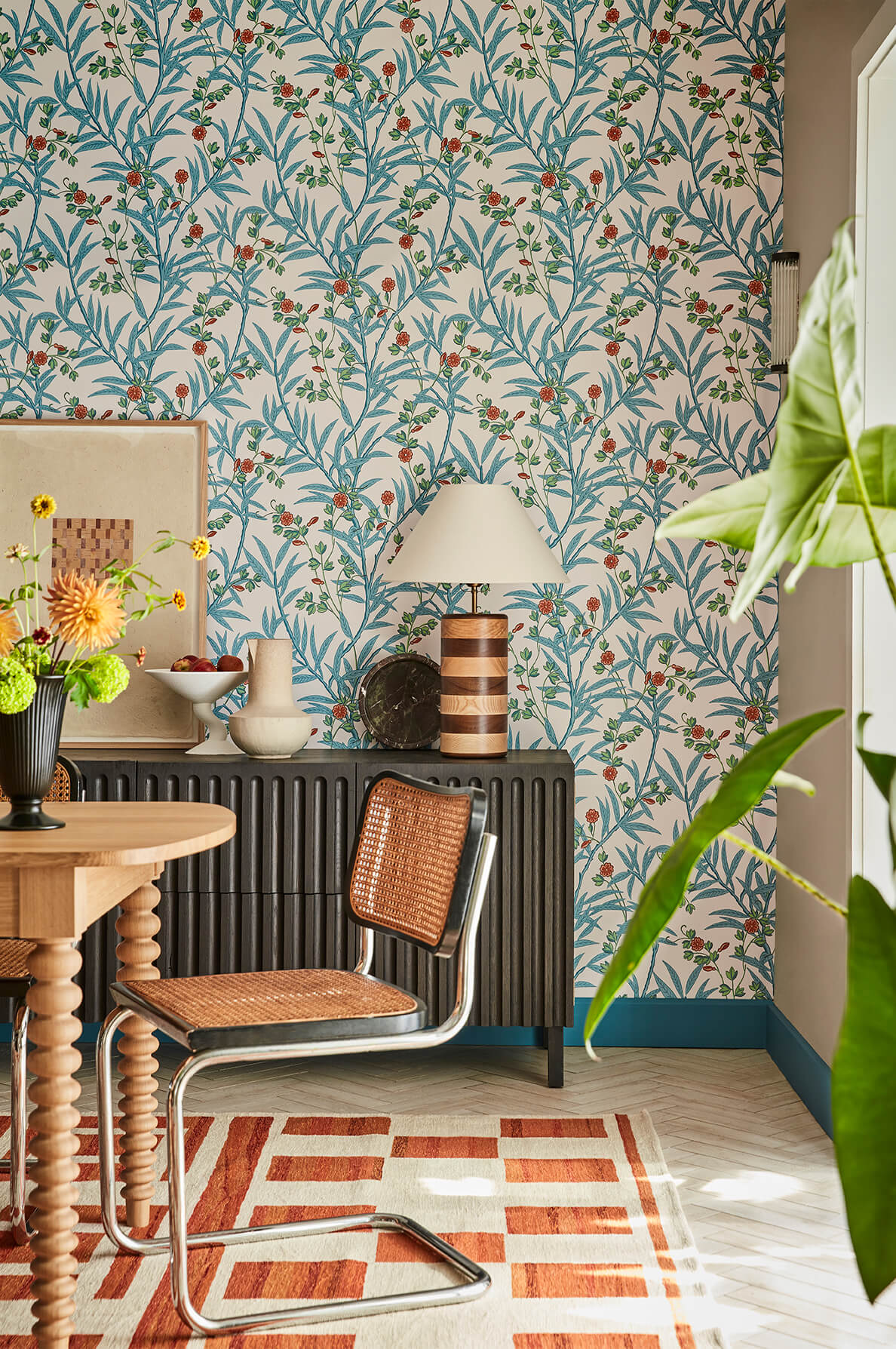 Bamboo Floral wallpaper by Little Greene in Heat