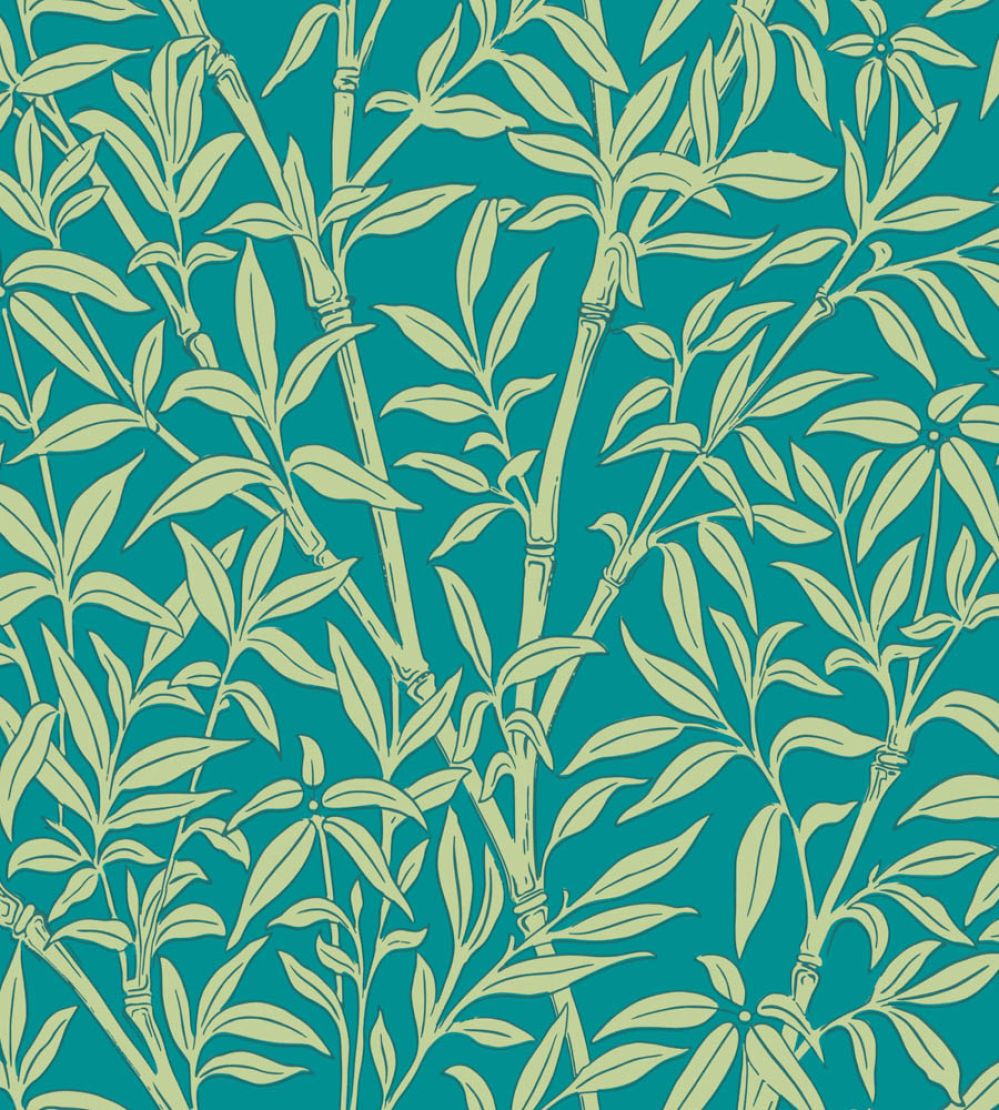 Bamboo Forest Wallpaper by Cole & Son Pistachio on Petrol
