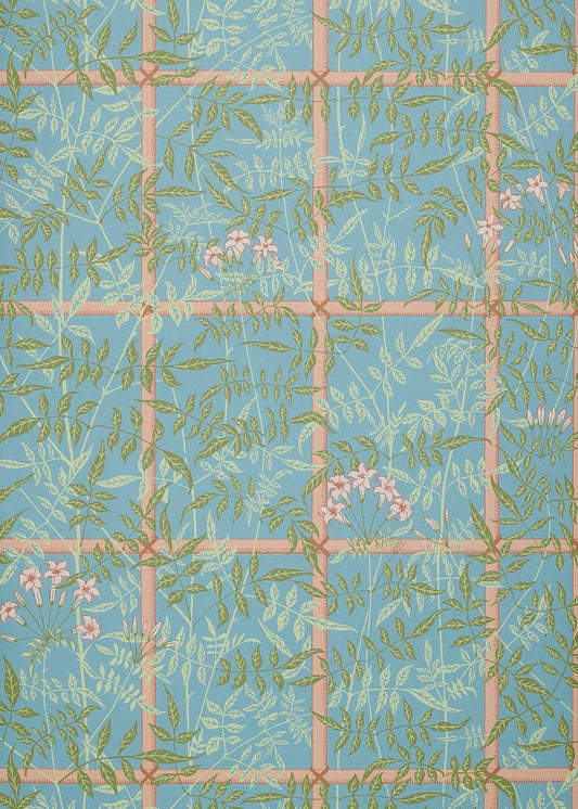 Bamboo Jasmine Wallpaper by Watts 1874 in Summer Blue