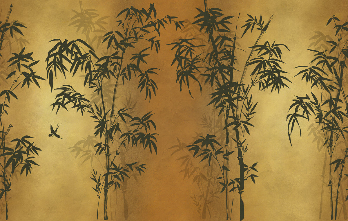 Bambusa Gold mural by Rebel Walls