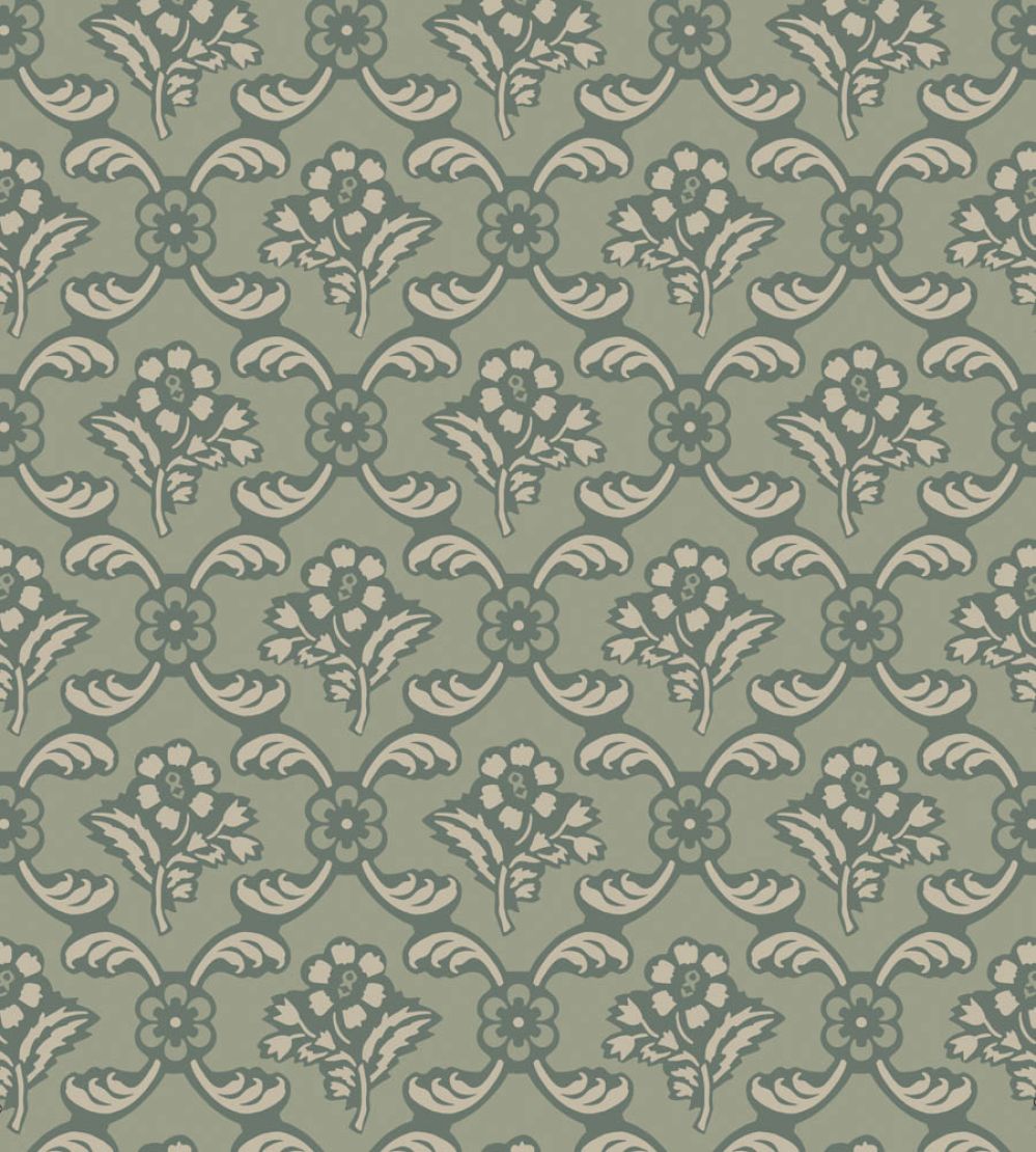 Barace Wallpaper by Farrow & Ball Green Smoke / Lichen