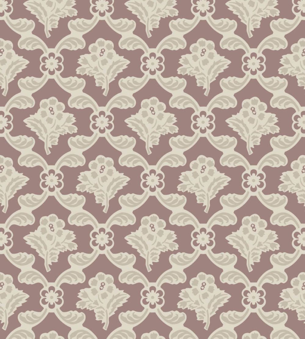 Barace Wallpaper by Farrow & Ball School House White / Sulking Room Pink