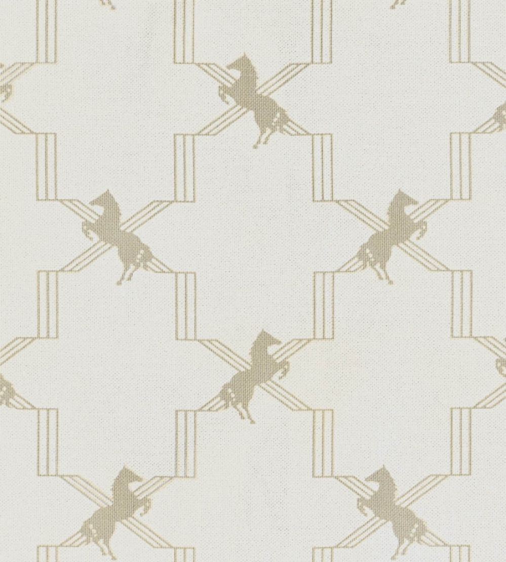 Horse Trellis Fabric by Barneby Gates Metallic Stone