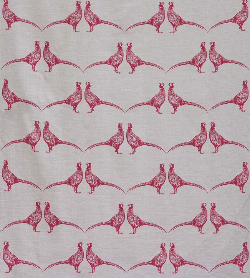 Pheasant Fabric by Barneby Gates Pink on Cream