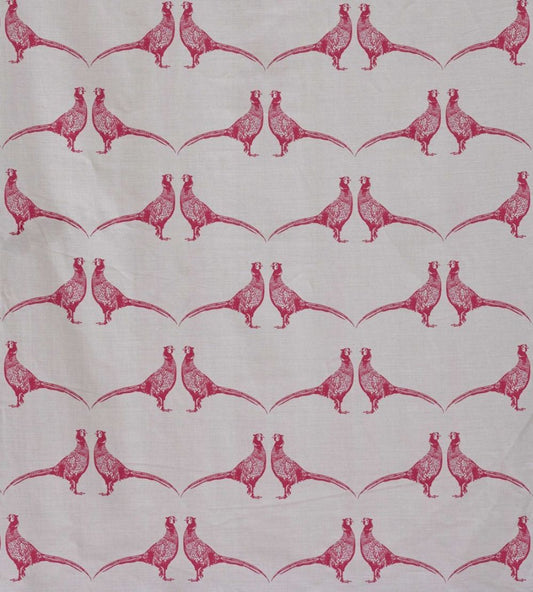 Pheasant Fabric by Barneby Gates Pink on Cream