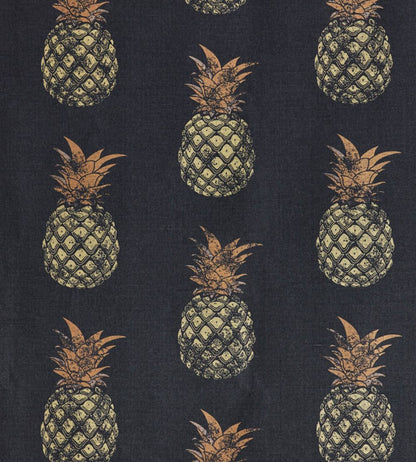Pineapples Fabric by Barneby Gates Gold On Charcoal