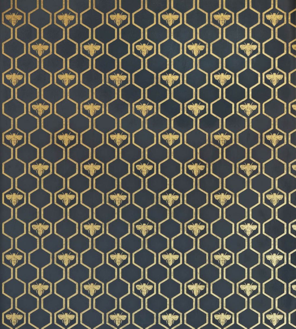 Honey Bees Wallpaper by Barneby Gates Gold on Charcoal