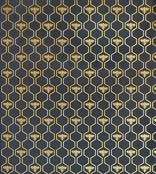 Honey Bees Wallpaper by Barneby Gates Gold on Charcoal