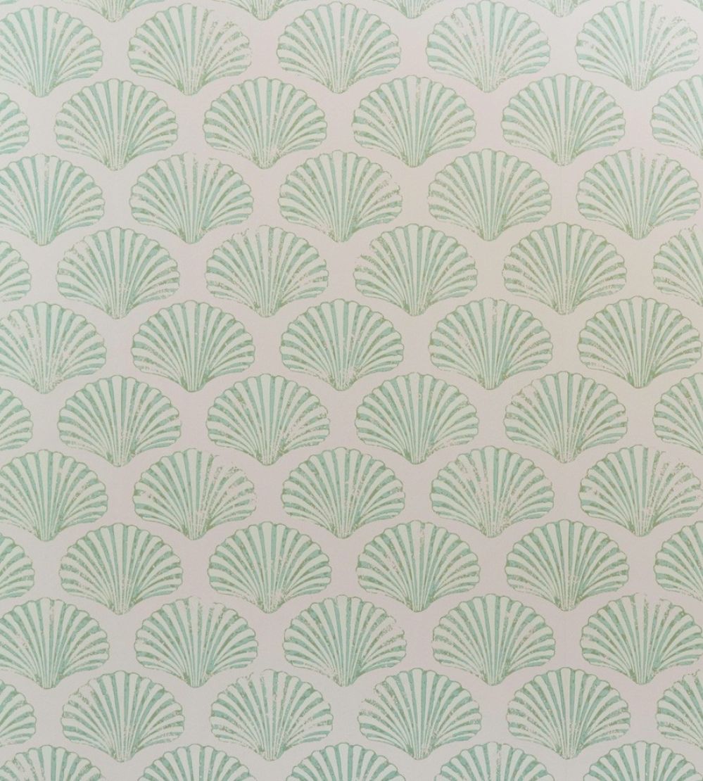 Scallop Shell Wallpaper by Barneby Gates Plaster/Green