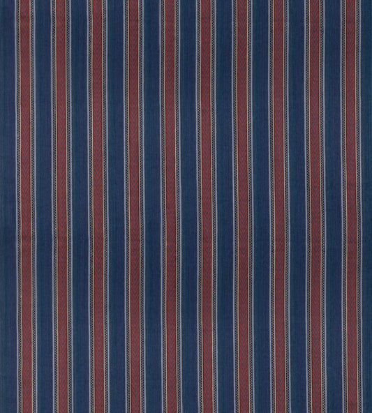 Barrington Stripe Fabric by Mulberry Home Indigo/Red