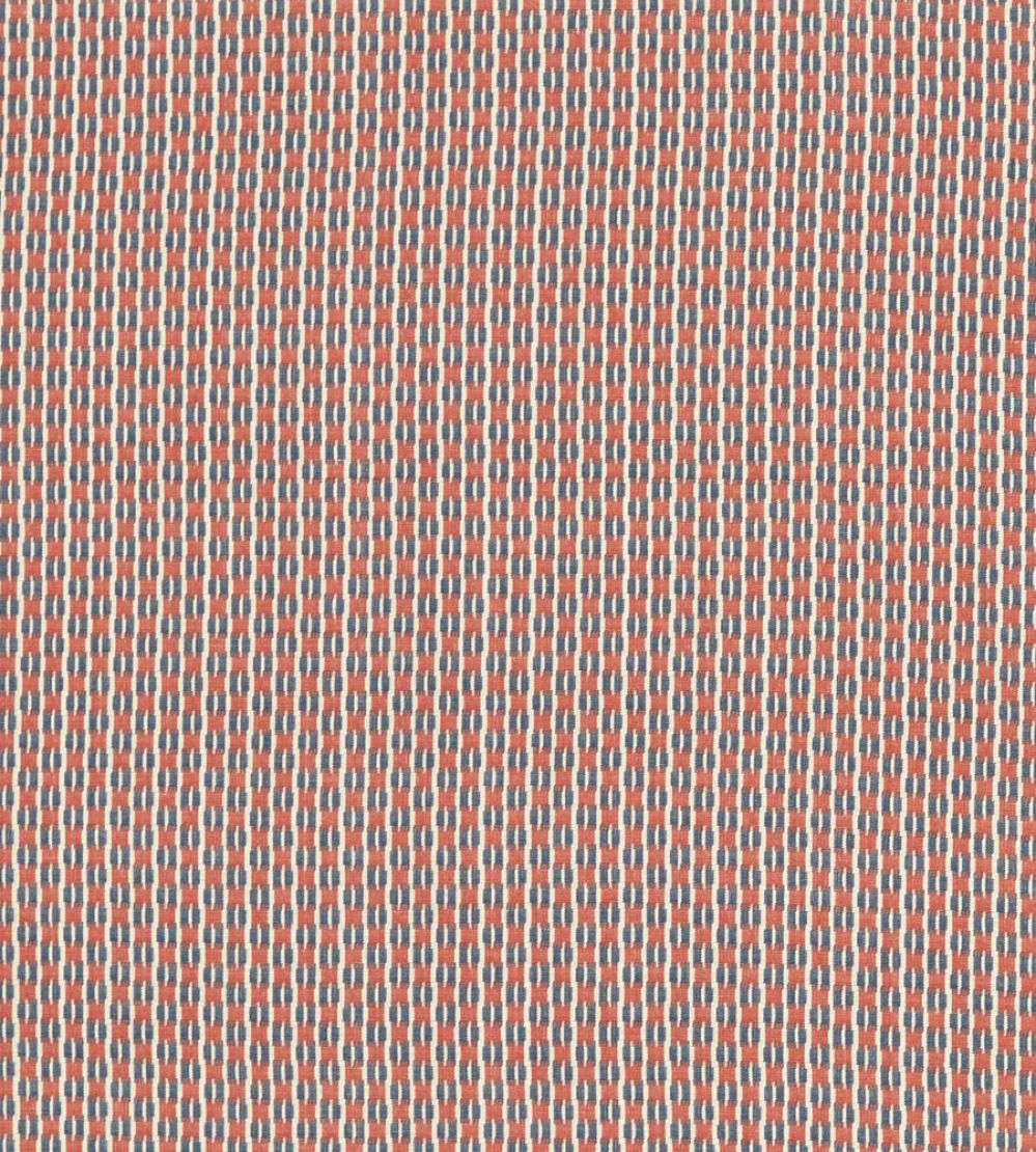 Batak Check Fabric by Sanderson Indigo/Madder