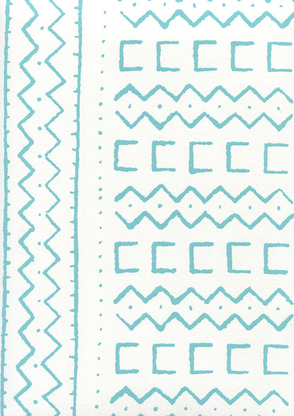 Beau Rivage Turquoise on White wallpaper by Alan Campbell